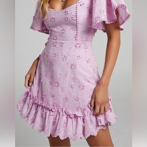 Lilac, Floral, Mid Sleeve dress